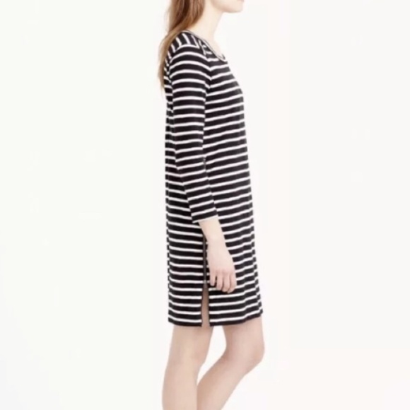 J.Crew Striped Boatneck Navy Ivory Cotton Knit Dress - Size XXS - Picture 2 of 11